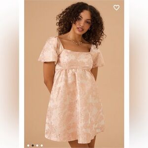 Altar'd State Fiona Jacquard Mini Dress
Pink And Metallic Rose Gold Small New